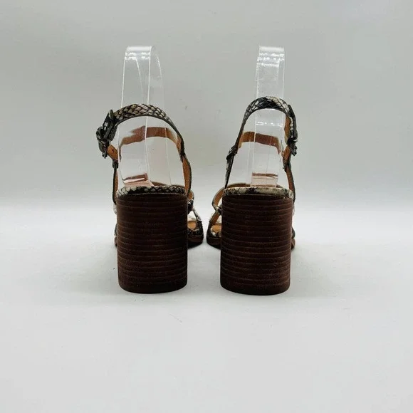 Madewell Womens 7.5 Gray Leather Snake Print Block Heel Strappy Shoes EUC - Picture 6 of 12